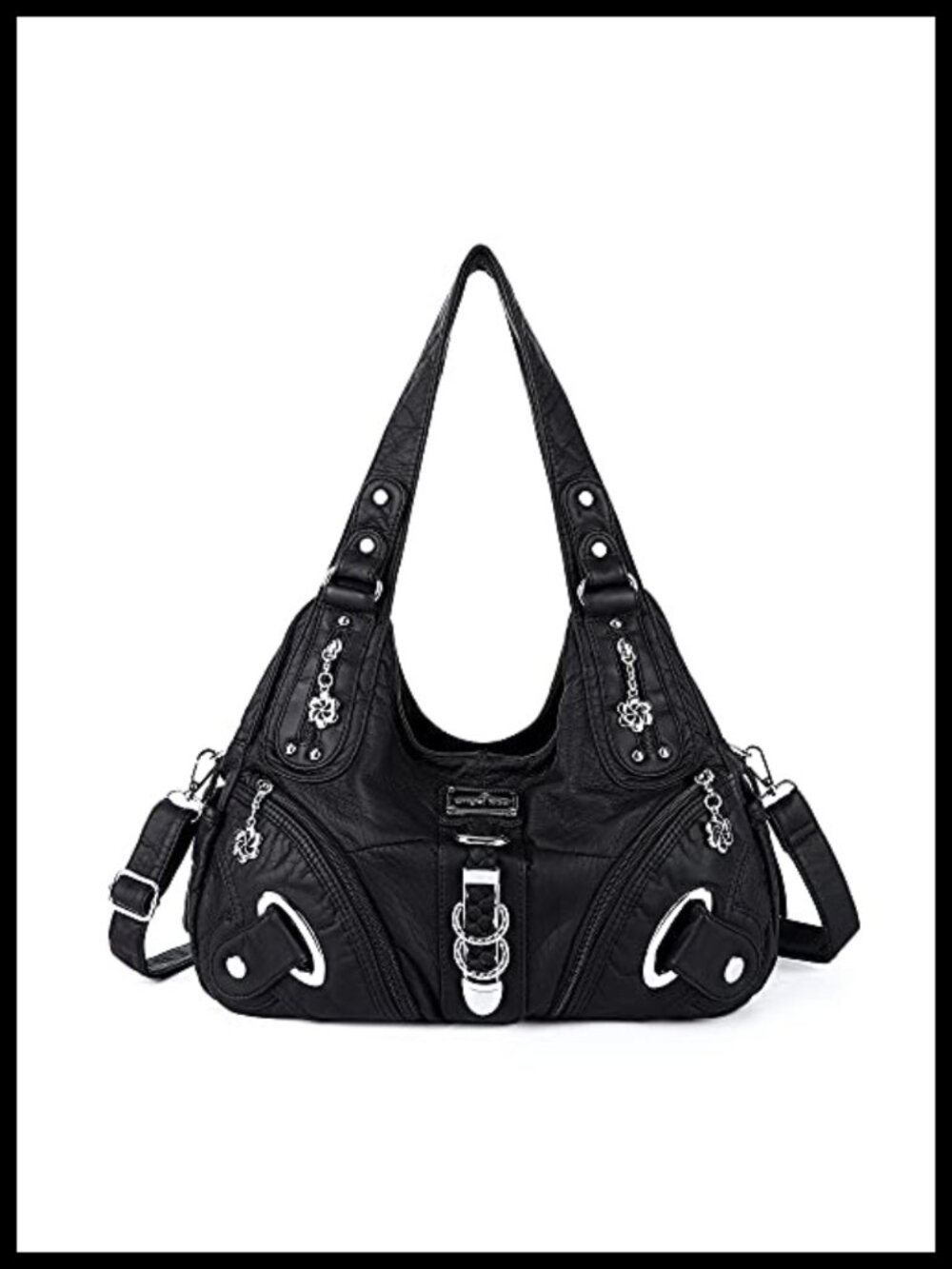 Convertible Hobo Bag Washed PU Leather Shoulder Purse Large Satchel